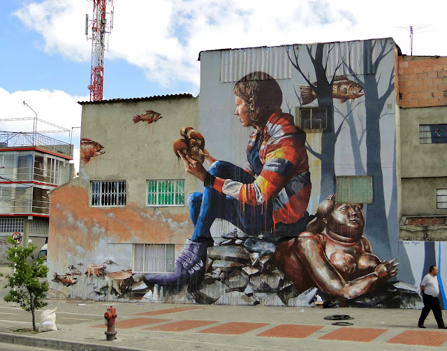 "The Artifact" New Mural By Street Artist Fintan Magee on the streets of Bogota in Colombia. 1