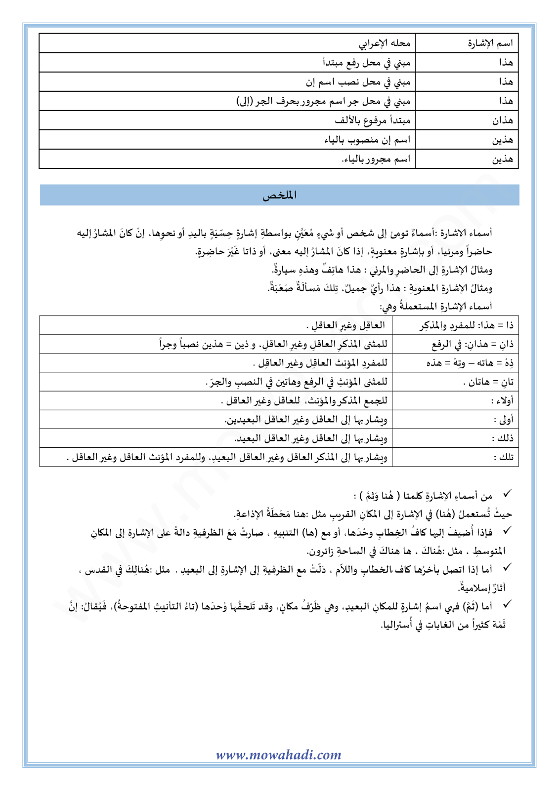 الدرس اللغوي أسماء الإشارة للسنة الأولى اعدادي في مادة اللغة العربية 16-cours-dars-loghawi1_002