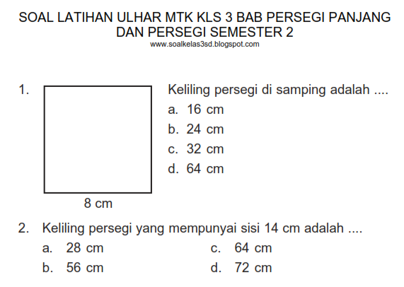 Contoh Soal Persegi Panjang Kelas 4 Sd