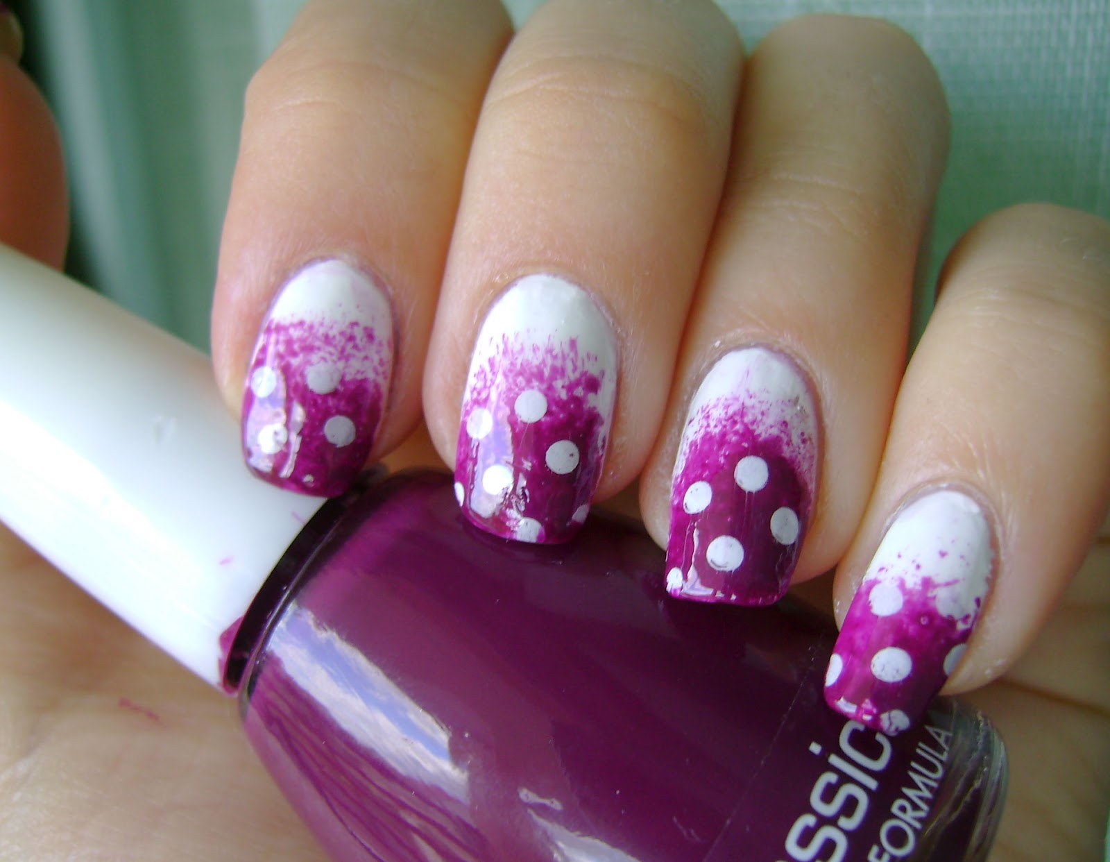 Purple Polka Dots Nail Design.