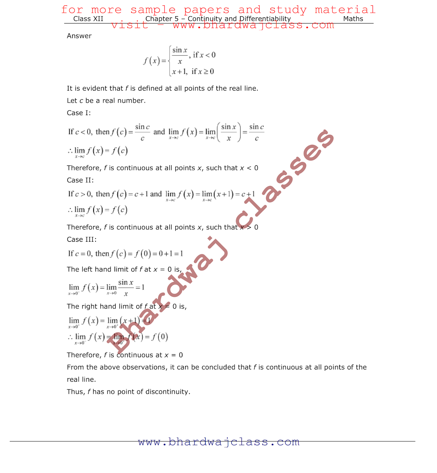 Class 12 Maths NCERT Solutions Chapter-5