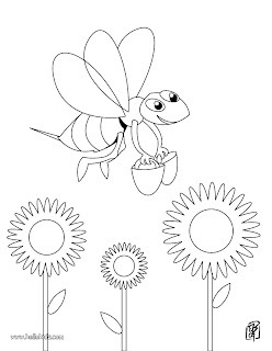 Desenho Para Colorir traço de abelhas e flores  para pintar e colorir