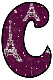 Abecedario Morado con Torre Eifel.