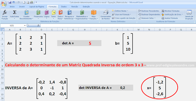 Resolvendo uma equação matricial usando o Excel