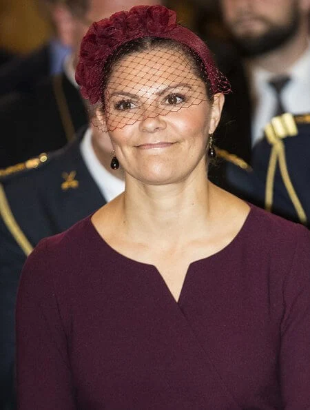 Crown Princess Victoria wore Camilla Thulin montana dress. The Crown Princess wore a burgundy dress by Camilla Thulin 