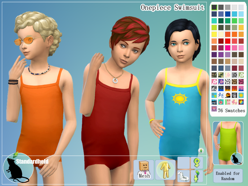 My Sims 4 Blog One Piece Swimsuit for Girls in 76 Recolors by StandardHeld