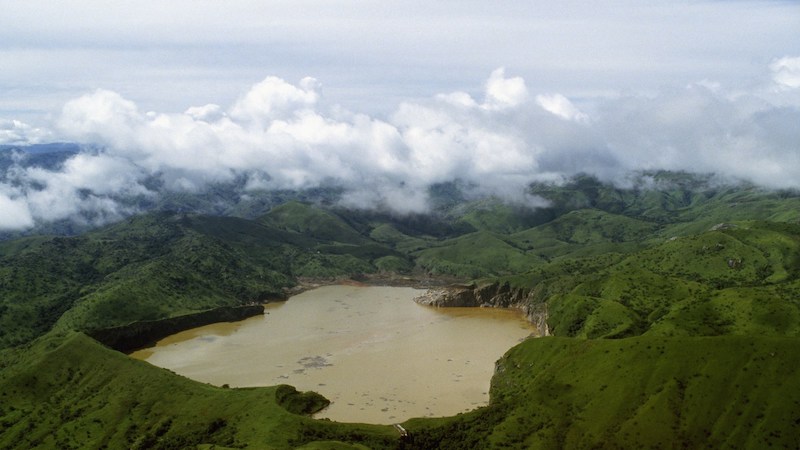 - Ariel view of Lake Nyos in the Oku Volcanic Fields of Cameroon - Ariel view of Lake Nyos in the Oku Volcanic Fields of Cameroon