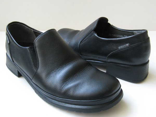 MEPHISTO BLACK LEATHER LOAFERS SHOES WOMENS SIZE 9.5
