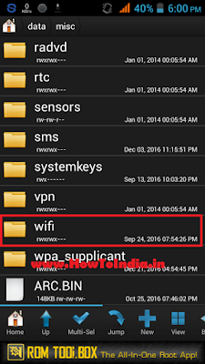 Find and open wifi folder in root browser