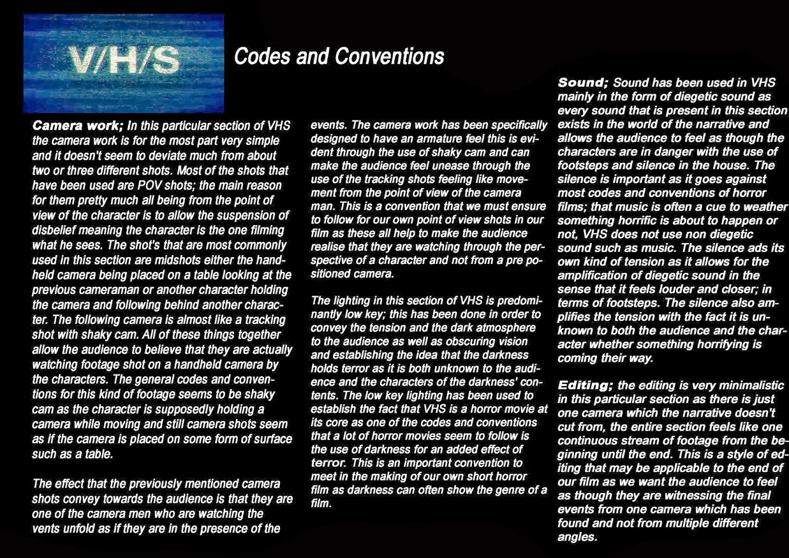 Media Studies portfolio VHS Codes and Conventions