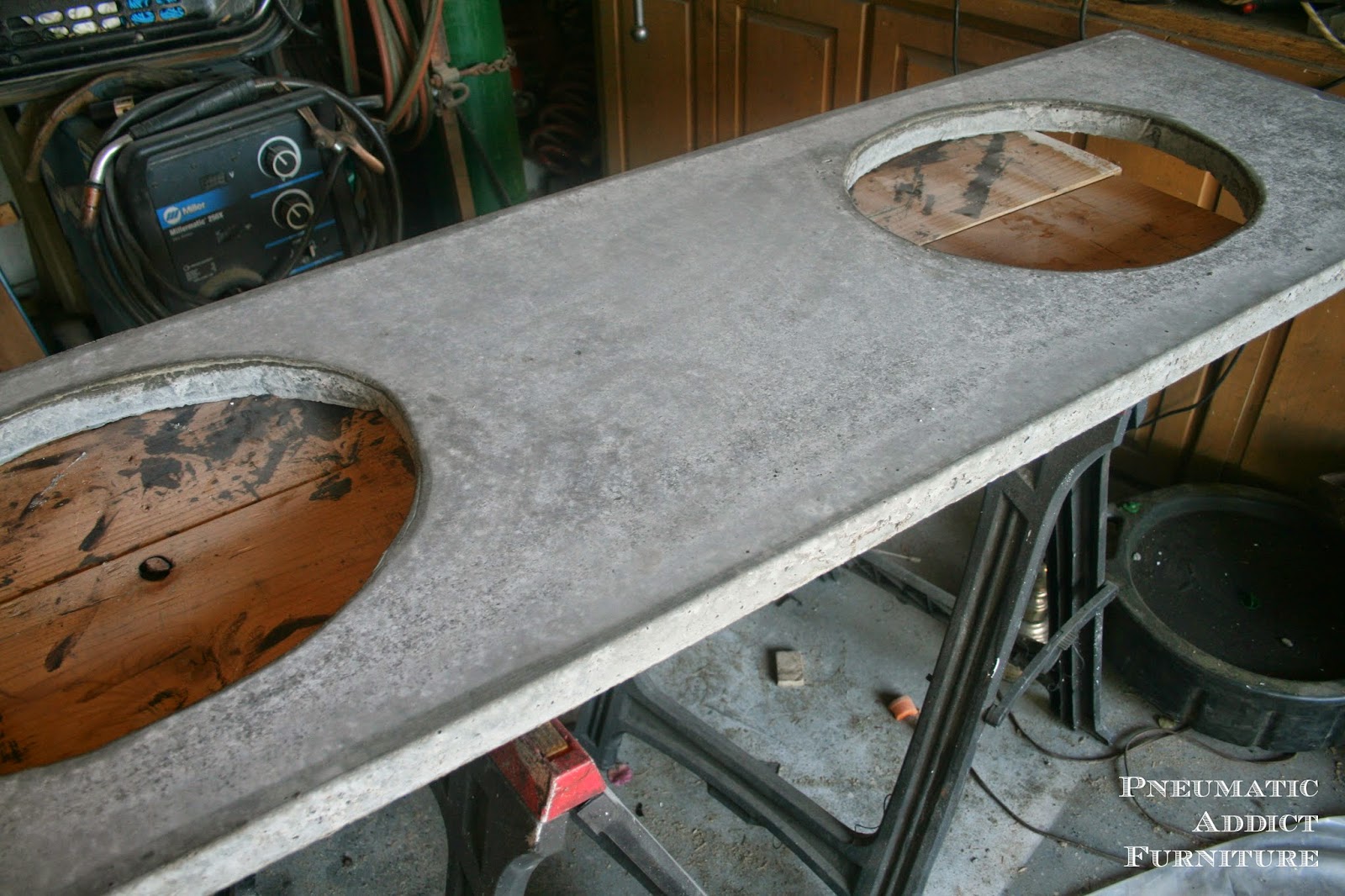 DIY Concrete Countertop With Sink Openings Pneumatic Addict