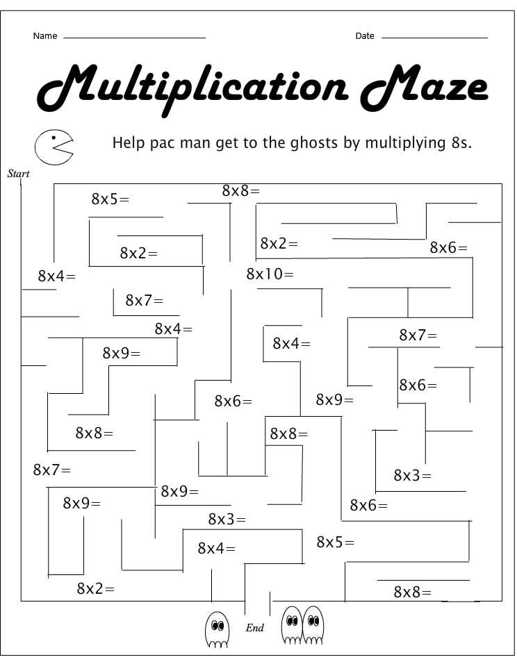 Multiplication Worksheet 8s