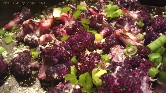 The Rising Spoon Blog: Oven-Roasted Purple Cauliflower with Lemon, Parmesan and Green Onions
