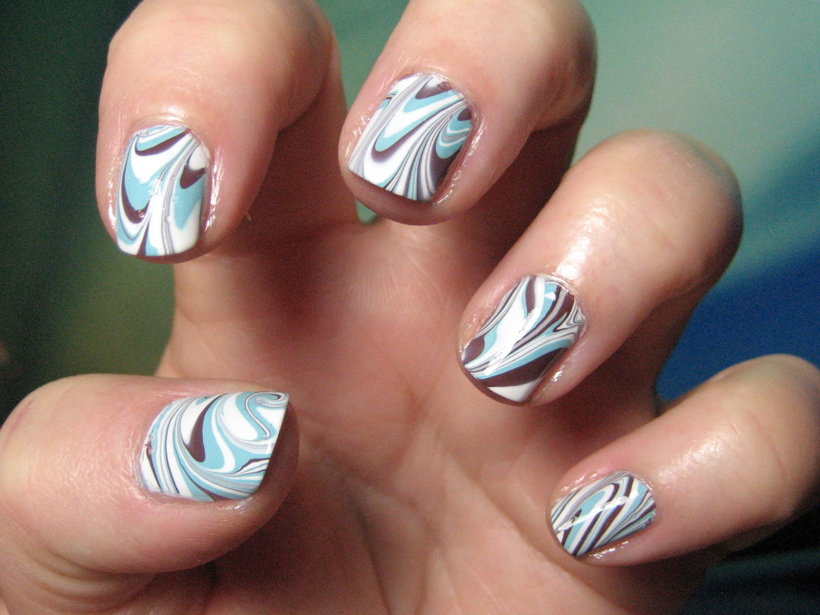 My Simple Little Pleasures Guest NOTD Blue. Brown & White Water