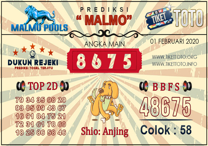 Prediksi Togel MALMO TIKETTOTO 01 FEBRUARI 2020