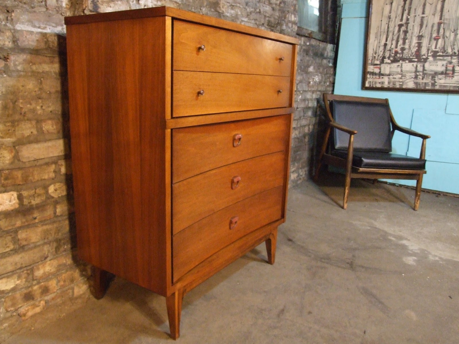 Mid Century Chicago Johnson Carper Highboy Dresser