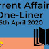 Current Affairs One-Liner: 16th April 2020
