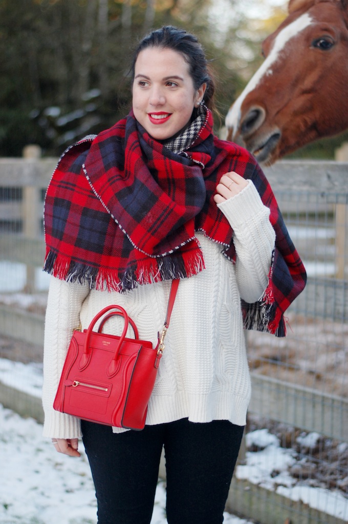 Plaid blanket scarf from Le Chateau Vancouver blogger