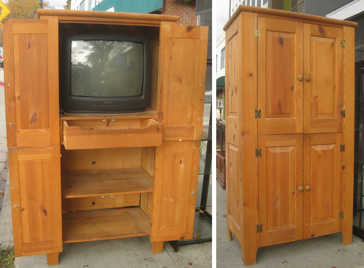 UHURU FURNITURE & COLLECTIBLES SOLD Pine TV Armoire 60