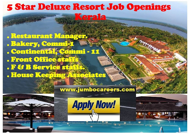 resort job vacancies in alappuzha, hotel and resort jobs in kerala
