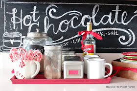 use thrift store finds to create a hot cocoa station