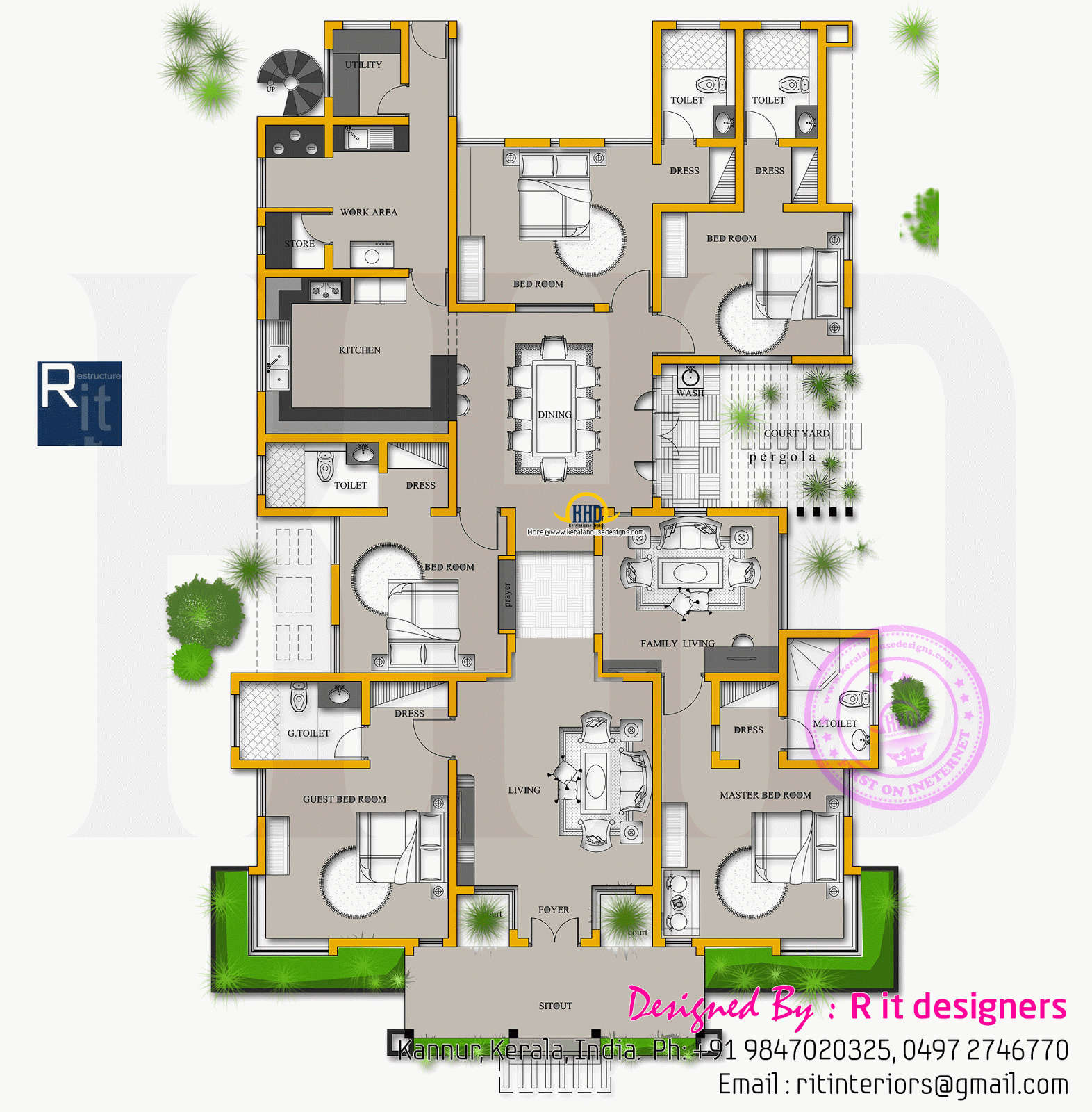 Finished House Floor Plan And Interiors Kerala Home Design And
