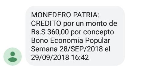 Deposito en monedero patria 3era. parte del pago Bono Economía Popular Semana 28/SEP/2018 “subsidio trabajadores independientes” Deposito en monedero patria 3era. parte del pago Bono Economía Popular Semana 28/SEP/2018 “subsidio trabajadores independientes”