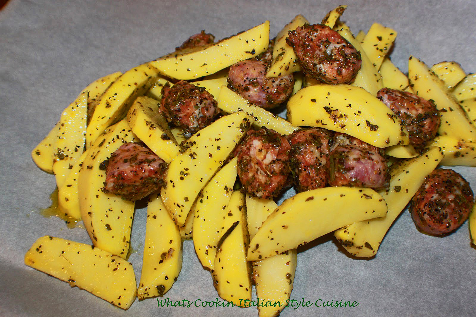 Baked Potato Wedges and Sausage Recipe What's Cookin' Italian Style