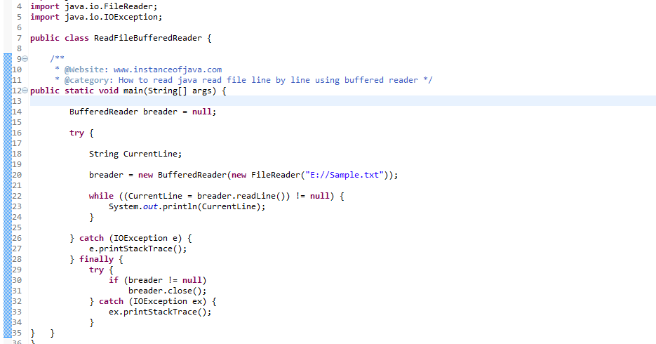 How to read a file in java with example program instanceofjava