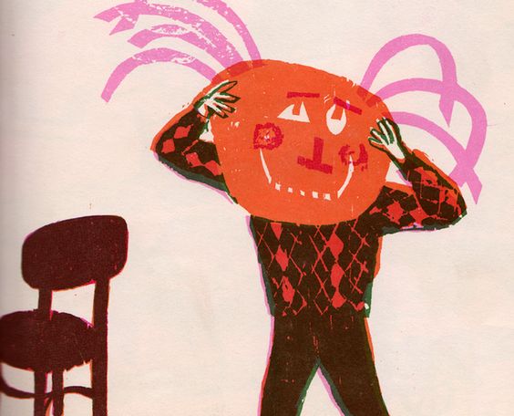 Vintage, Children's Books, Illustration, Autumn, Fall, School, Crafts Leaves, Red, Orange, Colors