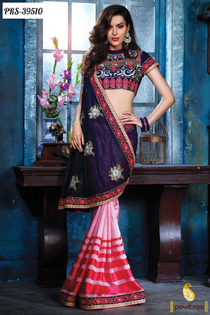 Designer blouse with lace border designer saree