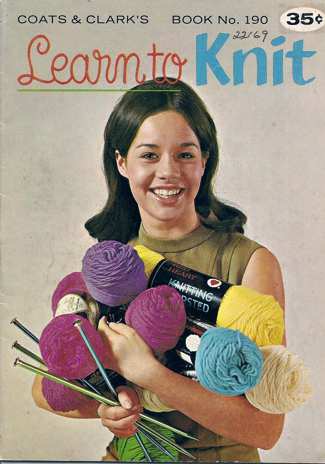 Vintage Knit Crochet Shop Talk Learn to Knit, Coats Clarks Book 190