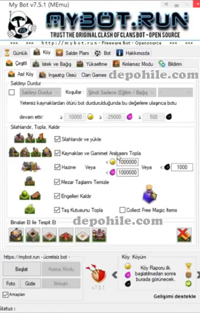 Clash of Clans Mybot.run 7.5.1 Bot İndir Türkçe Mayıs 2018