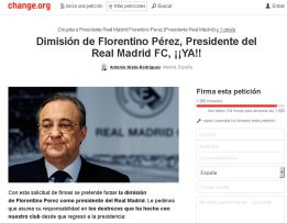 Desde change.org piden la dimisión de Florentino Pérez