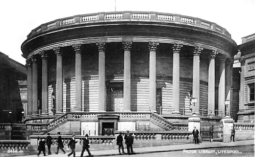 An old photograph of the William Brown Library in Central Liverpool