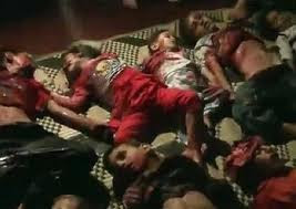 bodies of dead childen on the ground in Syria