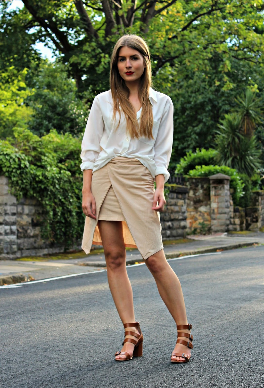 Outfit: Oversized Shirt and Wrap Skirt | Style Trunk