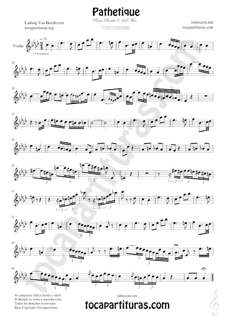 Pathetique Violín Partitura Sheet Music for Violin Music Scores