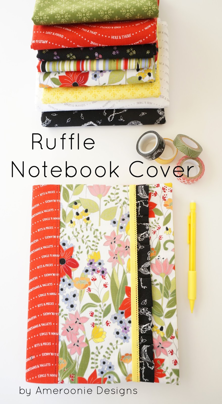 Ameroonie Designs Ruffle Notebook Cover Tutorial