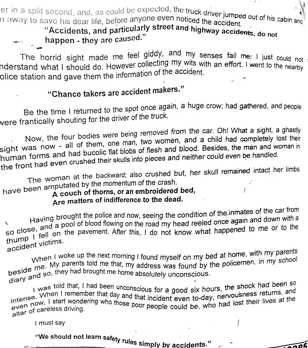 Car crash essay