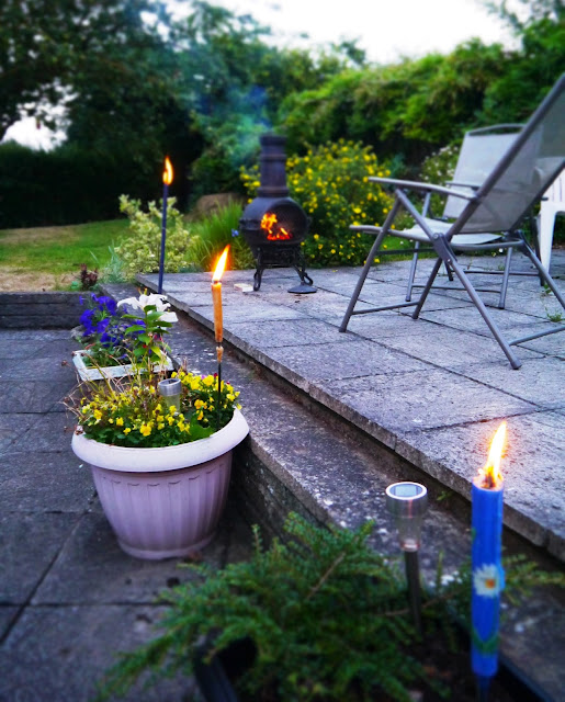 Firelight in garden