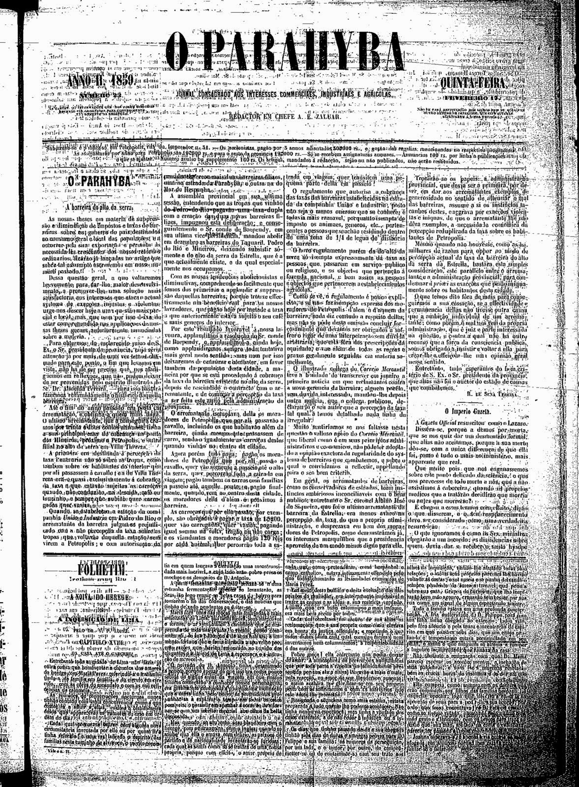 jornal O Parahyba 1859