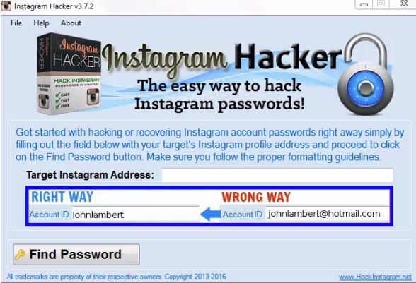 تطبيق  Instagram Account Hacker لتهكير الانستقرام