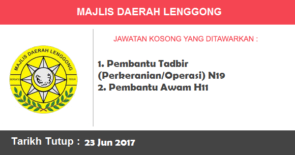 Jawatan Kosong di Majlis Daerah Lenggong Jawatan Kosong di Majlis Daerah Lenggong