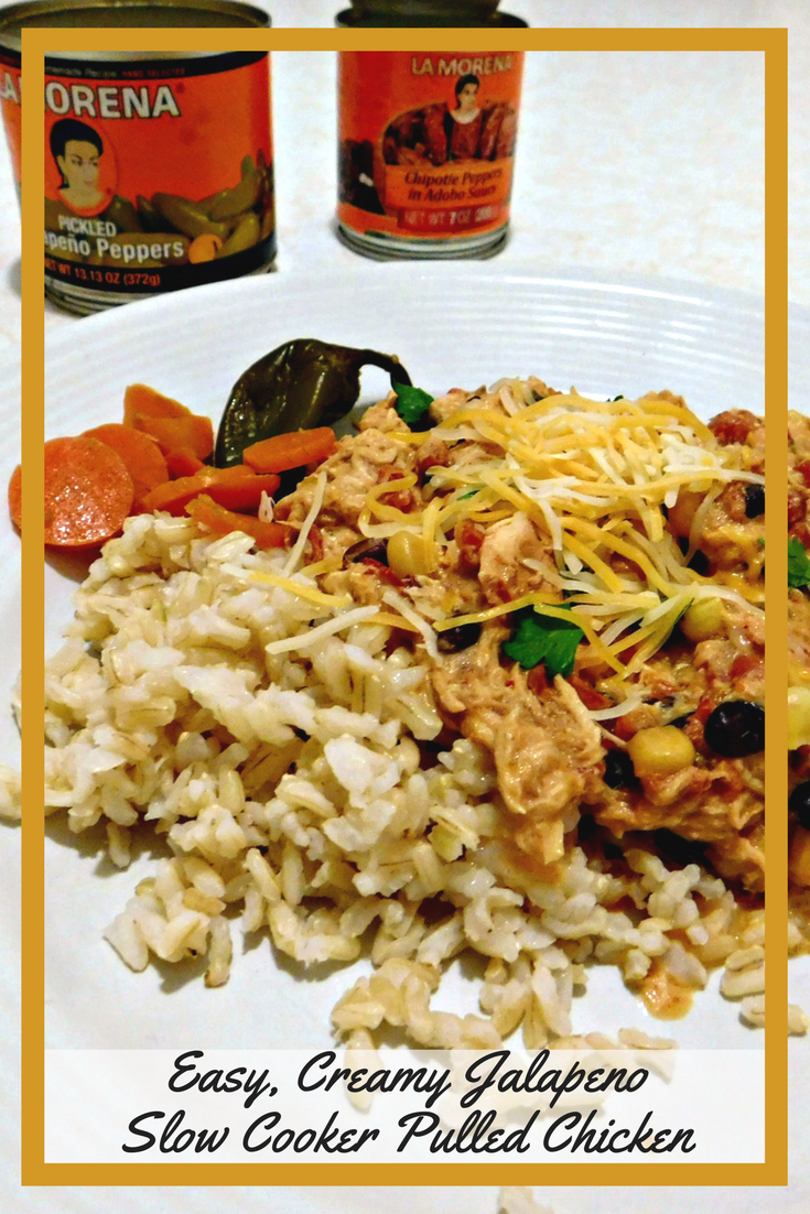 Easy, Creamy Jalapeno Slow Cooker Pulled Chicken with LA MORENA