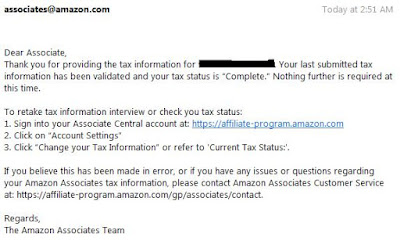 email konfirmasi amazon pajak formulir complete