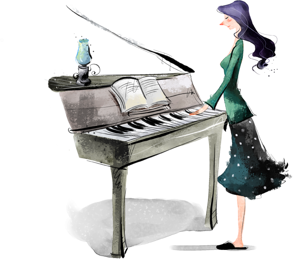 Девочка играет на пианино рисунок