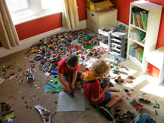 snowdrift of lego in boys bedroom