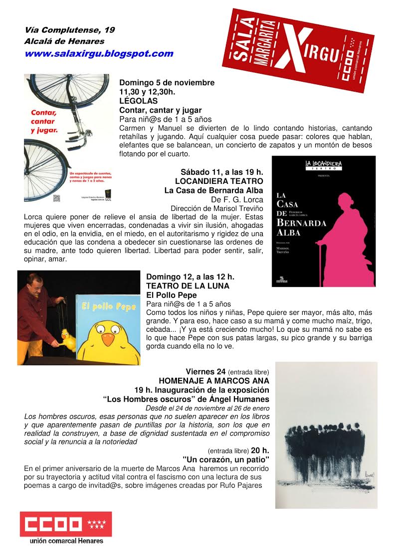 ACTIVIDADES Programación cultural Sala Margarita Xirgu. Navidad