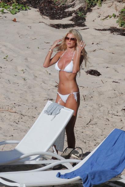 Victoria Silvstedt in White Bikini at Miami Beach